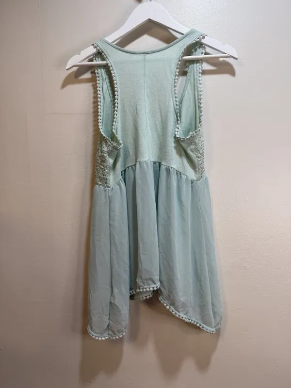 Sheer Crochet Lacey Asymmetrical Delicate Fairy Romantic Airy Tank Top Medium - Image 4