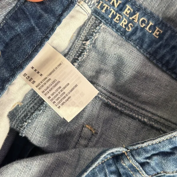 American Eagle Denim Overalls Romper Shorts Blue Size M Shortall‎ Distressed - Image 12