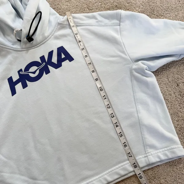 Hoka One One Women’s Pullover Hoodie Sweatshirt Crop Thumbholes in Blue S - Image 9