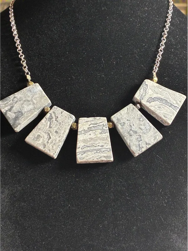 Picasso Marble Statement Necklace 19” Gray - Image 6