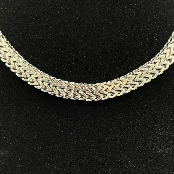 Herringbone Chain Necklace Silver Tone‎ Fashion Jewelry Chunky Braided 16" - Image 3
