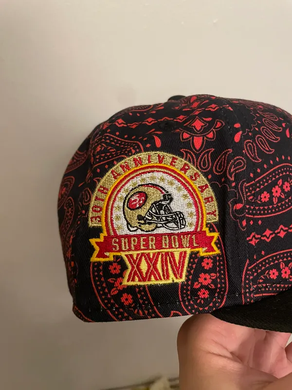 New Era Myfitteds San Francisco 49ers paisley red 30th anniversary Super Bowl patch size 7 1/8 brand new - Image 6