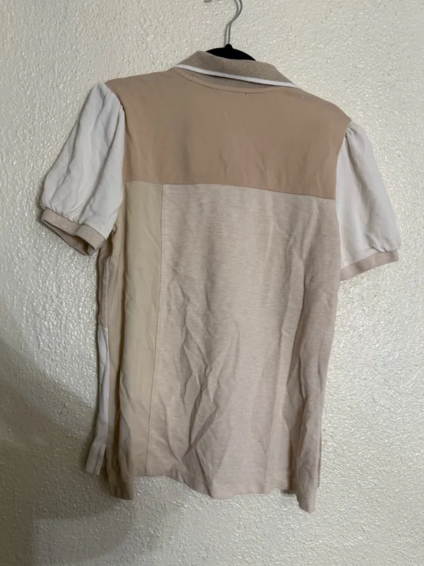 Tuckernuck Sandstone Colorblock Pique Puff Sleeve Peggy Polo Shirt Size M - Image 6