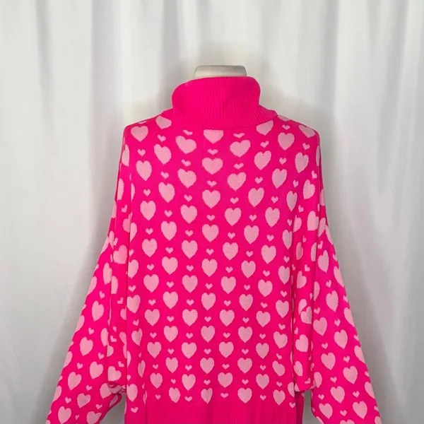 LILLY PULITZER Liggy Sweater Passion Fruit Pink Valentine‎ Heart Jacquard Small - Image 10