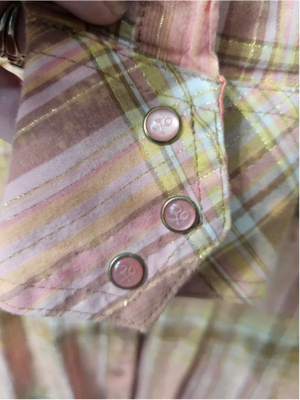 Wrangler 20X Ultra Fit Western Button Down Shirt Size S Pink Brown Plaid - Image 6