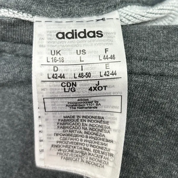 Adidas Women's Grey Striped Long Sleeve Logo Pullover Sweatshirt Sweater Top L - Image 5