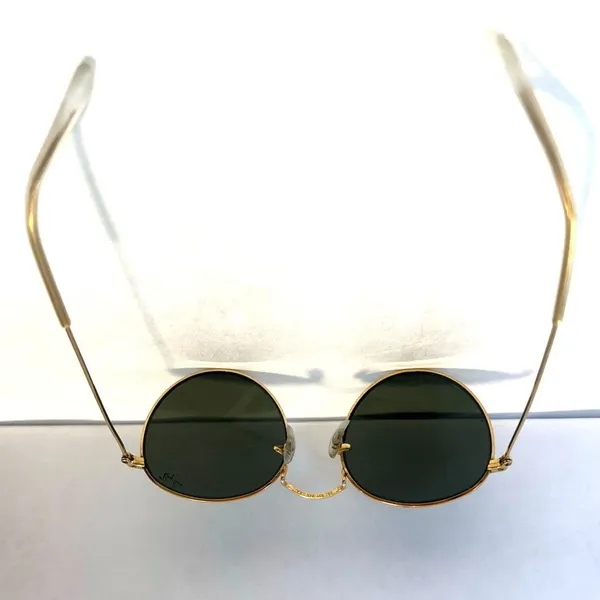 VTG 90s Ray-Ban B&L Gold Round Metal Preppy Sunglasses Fall Unisex 50mm - Image 5