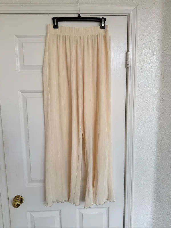 Open‎ Edit Nordstrom Wide Leg Butter Yellow Palazzo Pants Elegant High-Waist S - Image 4