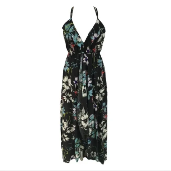 Boho Split Skirt Maxi Dress Black Size L - Image 4