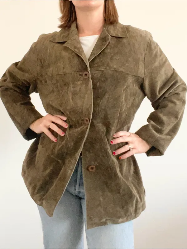 Vintage Relaxed Olive Leather Button - Image 3