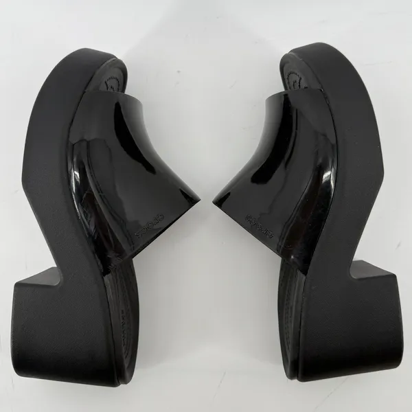 Crocs Brooklyn Slide Block High Shine Heel Sandals Black Women 7 Chunky Y2K - Image 6