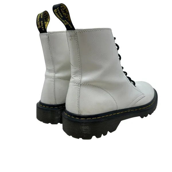 Dr. Martens Luana Combat Boots White Leather Lace Up‎ Women's Size US 10 - Image 9