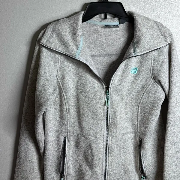 New Balance Women Gray Full Zip Sweater Jacket size petite‎ Small. - Image 2