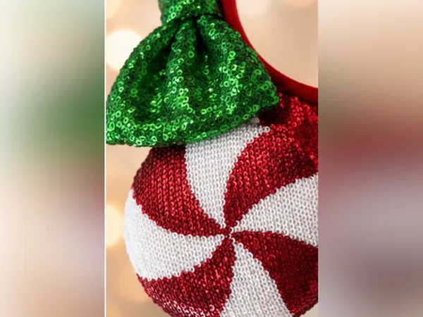 Disney Red Sequin Ears Headband with Green Bow and White & Red Peppermint Ears - Image 3
