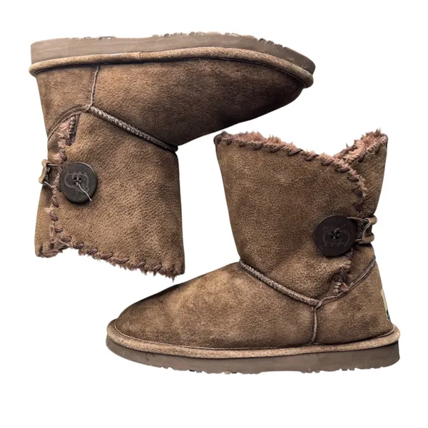 1990s–2000s Lamo Essential Shearling Suede Button Boots 7.5/8 Brown - Image 4