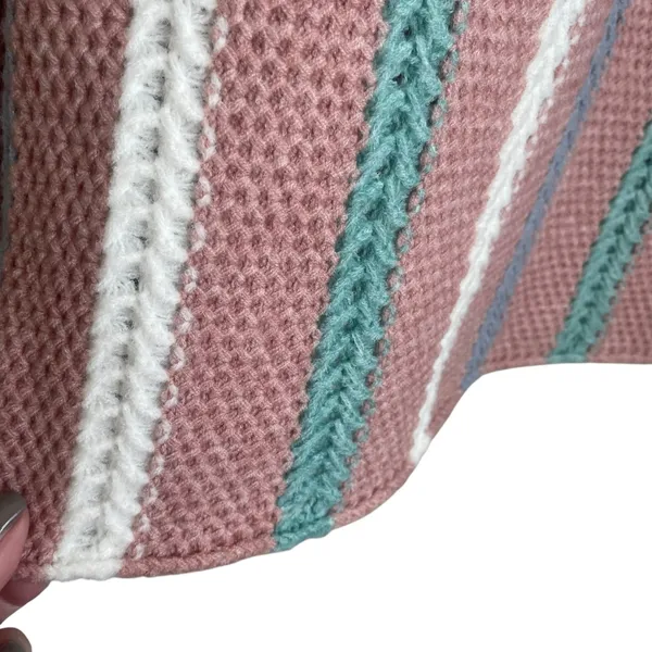 Davi & Dani Women Cozy Tunic Sweater Large Rose Striped Chunky Knit Boutique‎ - Image 5