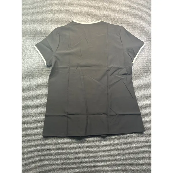 Womens Black White Trim V-Neck Scrub Top Short Sleeve Housekeeping Uniform Large - Image 8