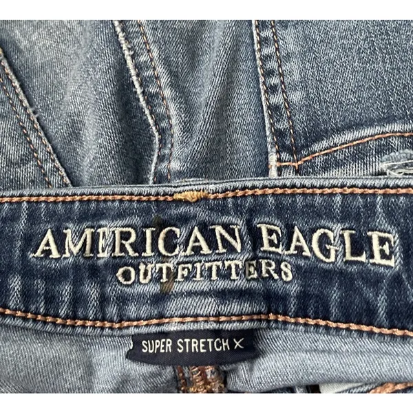 American Eagle Hi Rise Jegging Size 8 Blue Jeans Stretch Distressed Denim Skinny - Image 5