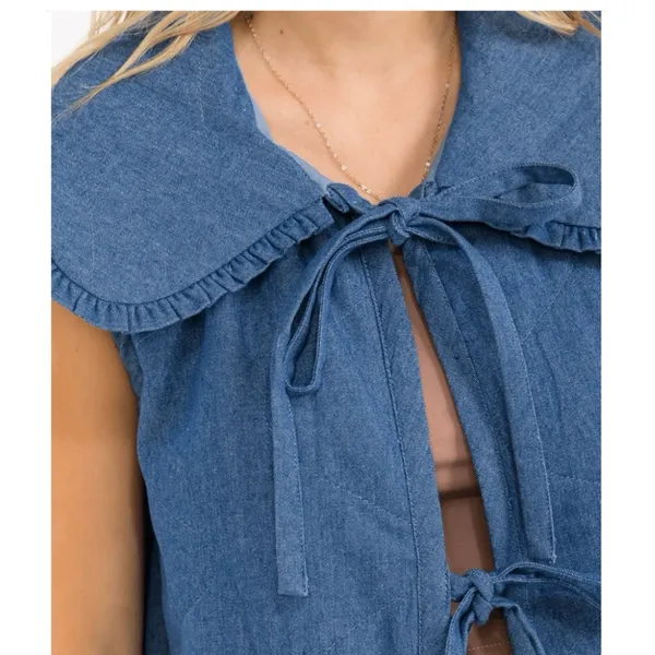 In the beginning | quilted tie denim vest - Image 2