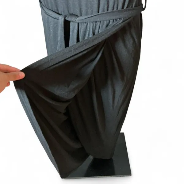 YIDARTON Black Short Sleeve Belted Maxi Dress‎ Women's Size S Casual Wrap Style - Image 3