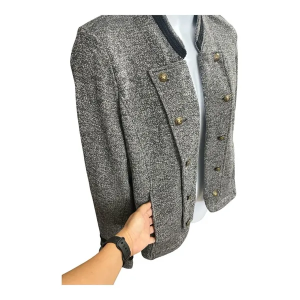 Tommy Hilfiger Grey Napoleon Military Jacket Women Size XL Open Blazer - Image 4