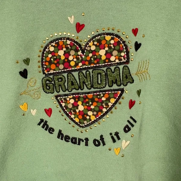 M&C Sportswear Vintage XL Green Grandma Pullover Sweatshirt Grannycore Cottage - Image 2