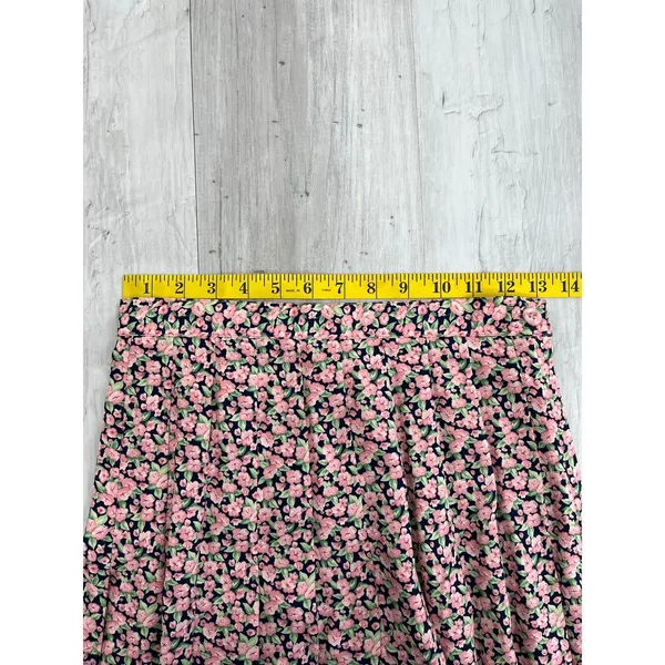 Susan Bristol Components Vintage Pleated Floral Skirt Rayon USA 8 Cottagecore Prairie Pink - Image 8