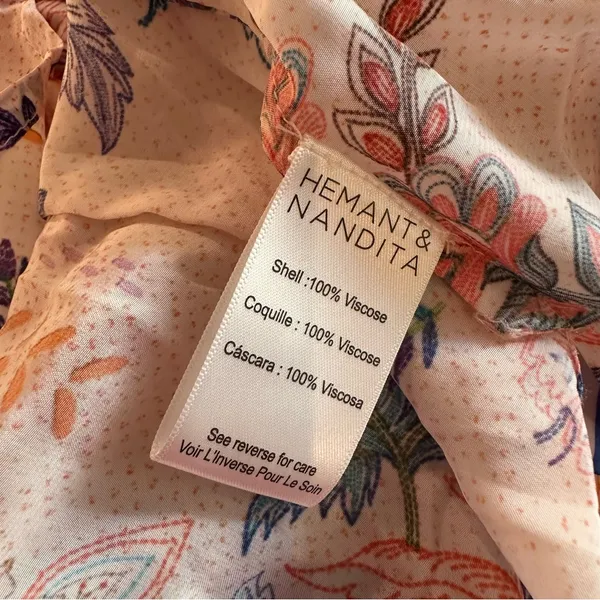 Hemant and Nandita Spaghetti Strap Camisole Sz XXS Pink Floral - Image 7