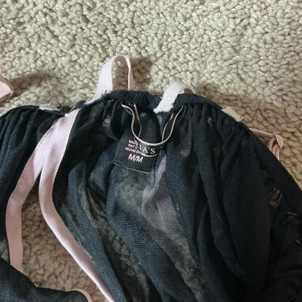 Victoria's Secret Black Pink Sheer Mesh‎ Coquette Babydoll Chemise M/M - Image 3