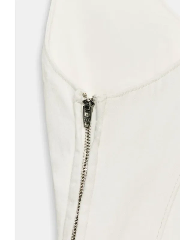 NWT ZARA Bloggers Fave TRF DENIM STRAPPY JUMPSUIT Ecru XXL - Image 8