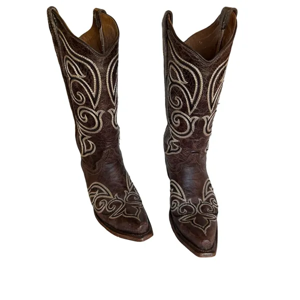 Circle G Womens Cowboy Boots Size 9.5 Brown Leather Square Toe Western Texas - Image 14