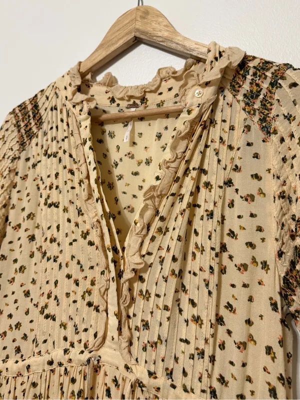 Free People Rare Feeling Pleated Maxi Dress In Neutral Size Small Floral - Image 6