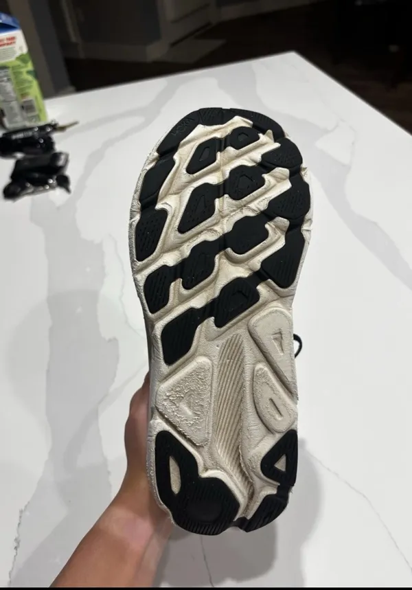 Hoka Clifton 9 Black and White Running Shoes - Image 3