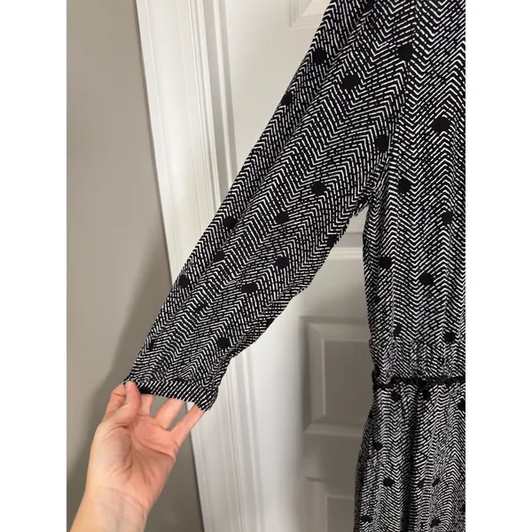 Maeve Anthropologie Black & White Polka Dot‎ Dress Artsy Boho Parisian - Image 3