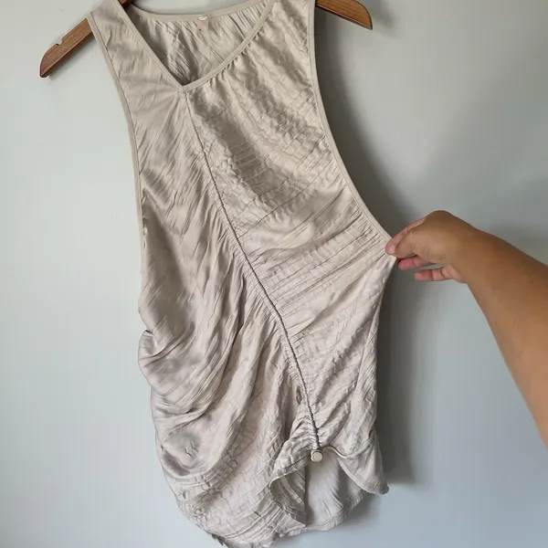 Free People Movement Ruched Drawcord Athletic Tank Top Beige Women's Size Small - Image 5