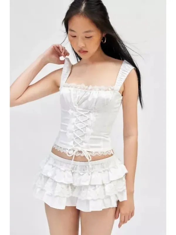 LIONESS Palmer Corset in Porcelain White Small New Womens Sleeveless Tank Top - Image 10