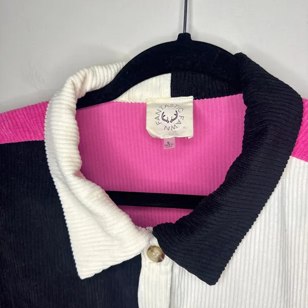 Fantastic Fawn Oversized‎ Colorblock Corduroy Tunic Top Shacket Size Large Pink - Image 3