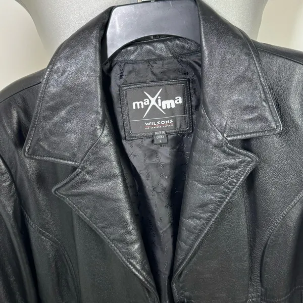 Wilson's Leather MAXIMA Genuine Leather Jacket Mid Length 90s Y2K Size Large Black - Image 5
