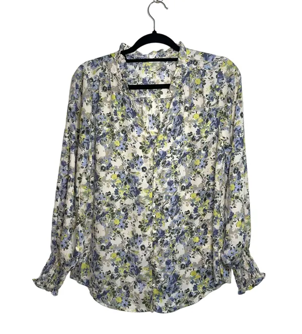 Maurices Cream Multicolor Ditsy Floral Print Ruffle Smock Blouse - Image 2