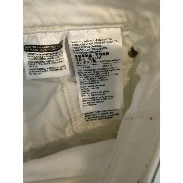 Levis‎ 501 Skinny White High Rise Button Fly Raw Hem Jeans W28 L27 - Image 6