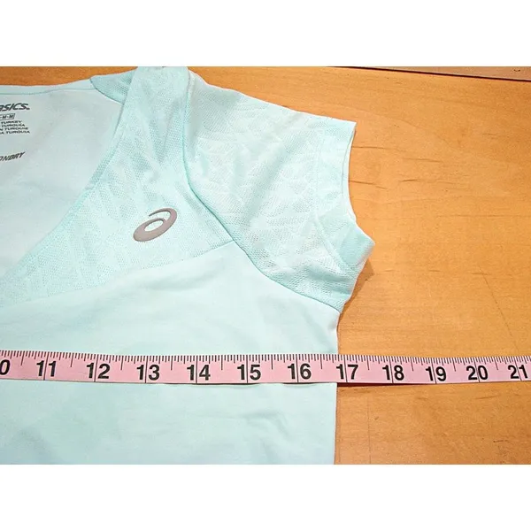 NEW Asics Athletic Tennis T-Shirt Womens Smoke Blue Motion Dry Short Sleeve Sz M - Image 6