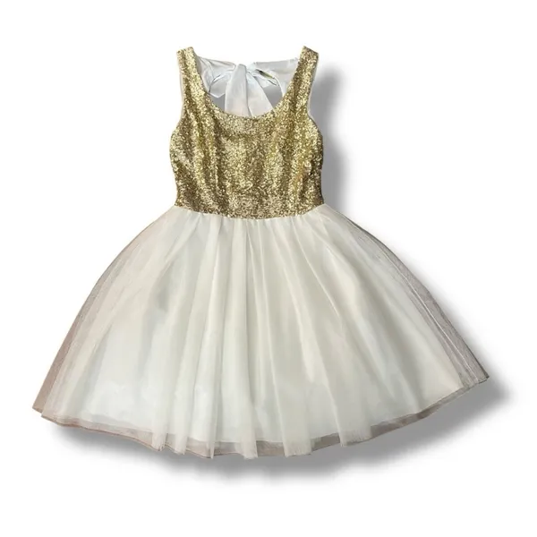 Windsor gold sequined tulle cocktail dress size 7 / 8 - Image 10