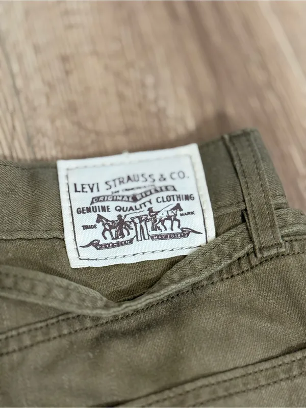 Levis Premium XL Straight Olive Green Baggy Wide Leg‎ Pants W26 L29 Y2K - Image 9
