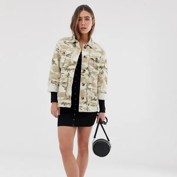 NWT Bershka natural camo army jacket in beige - Image 3