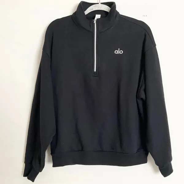 Alo Yoga Accolade 1/4 Zip Pullover Black S - Image 2