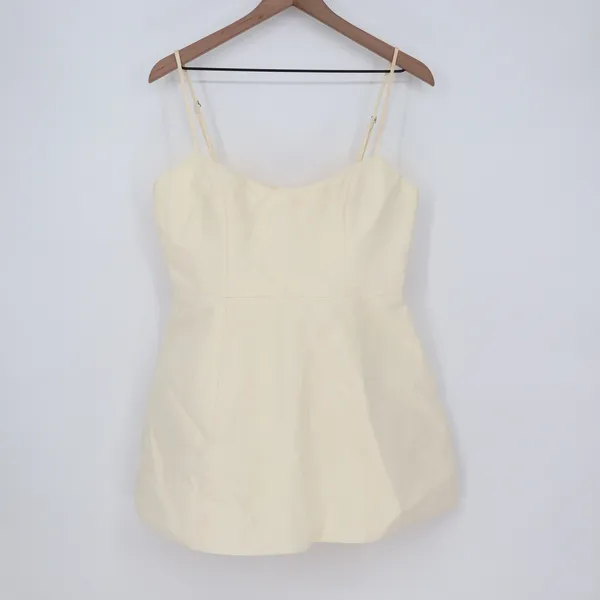 Showpo Carolina Mini Dress Off White Scoop Neck Panel Bodice Womens Size 8 - Image 2