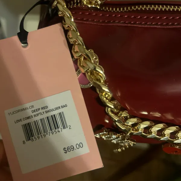JUICY COUTURE "Loves Comes Softly" Shoulder Bag Deep Red Barrel Style With Charm - Image 3