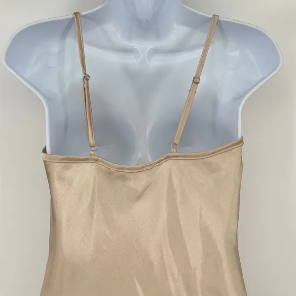 Y2K Bebe Cowl Neck Satin Slip Dress XS Champagne USA Glam 90s Indie Sleaze Party - Image 6