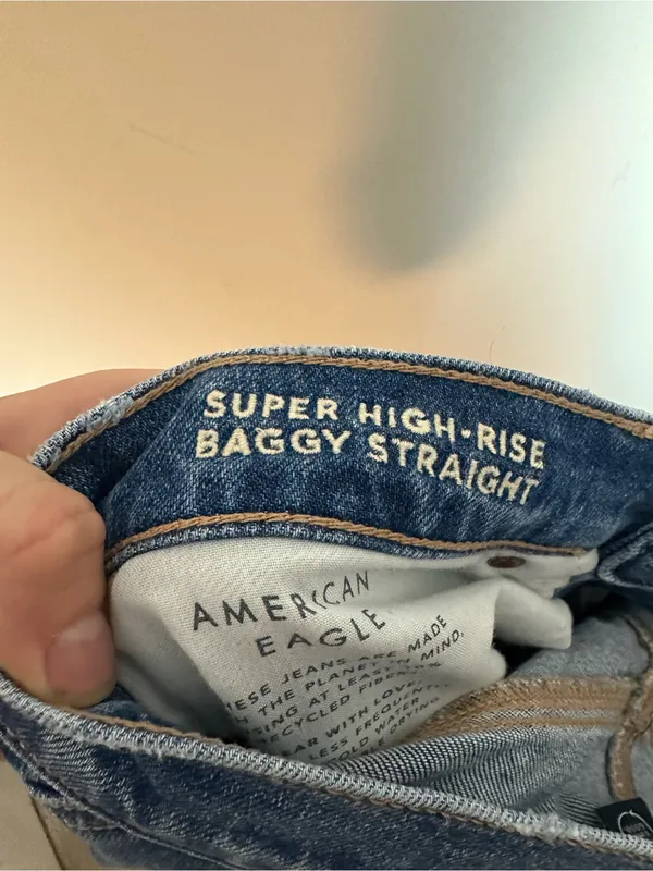 American Eagle super high rise baggy straight jeans 10 - Image 5