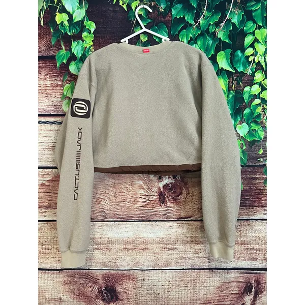Nike x Cactus Jack Travis Scott Crop 1/4 Zip Fleece Crew Sweatshirt Women's L - Image 4